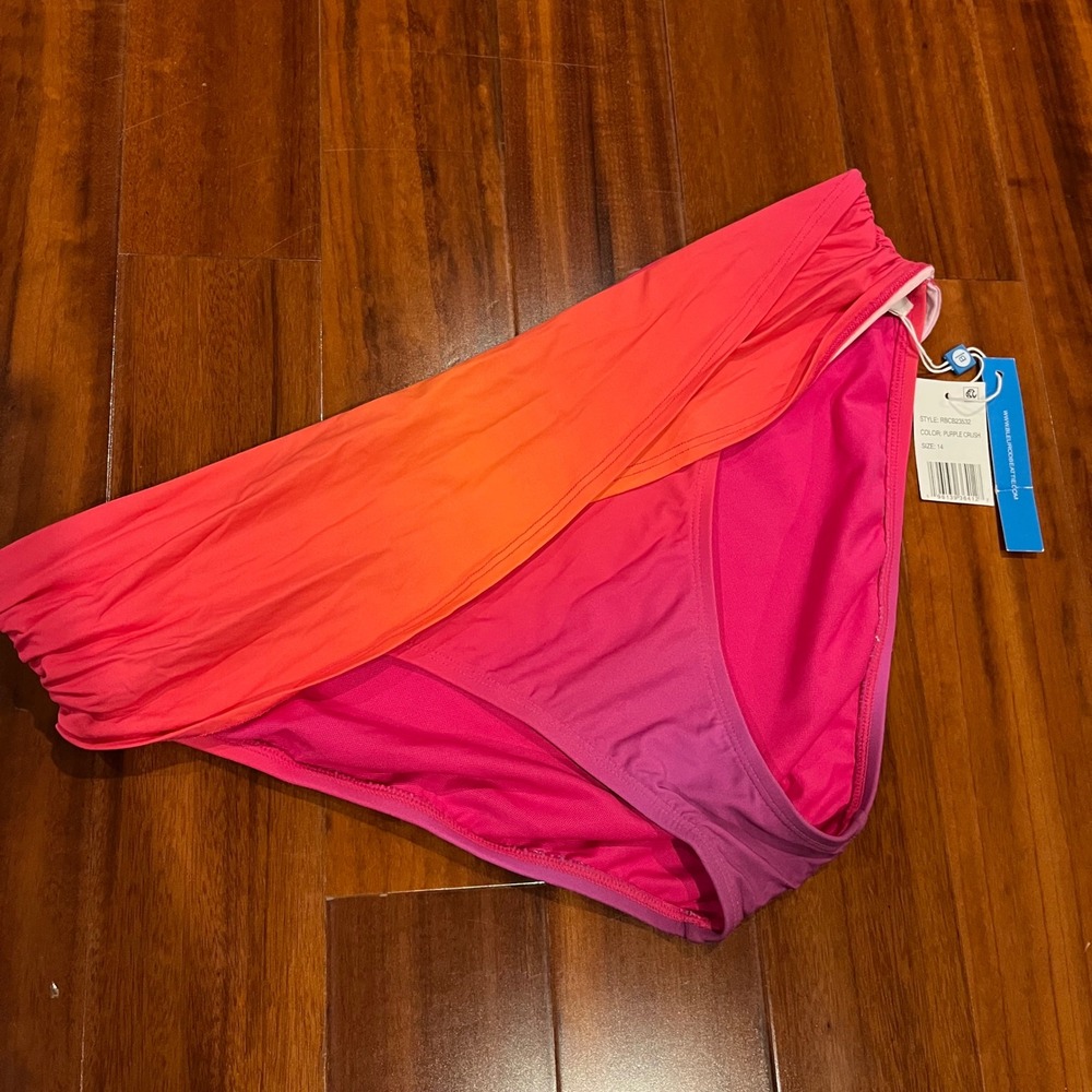 Bleu Rod Beattie Bikini Swim‎ Bottom Ombre Purple Crush High Waist New Size 14